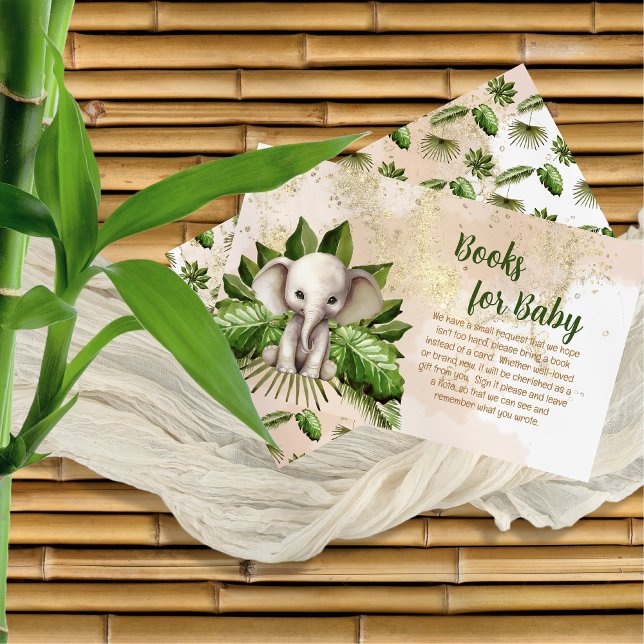 Tropical Safari Elephant Shower Bokar för Baby Tilläggskort (Tropical Safari Elephant Shower Books for Baby Enclosure Card)