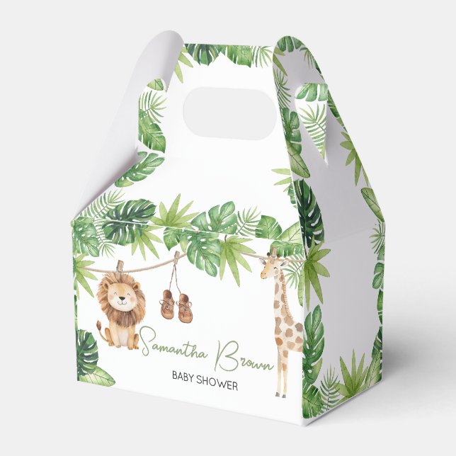 Tropical Safari Jungle Animals Baby Shower Presentaskar (Framsidan Sidan)