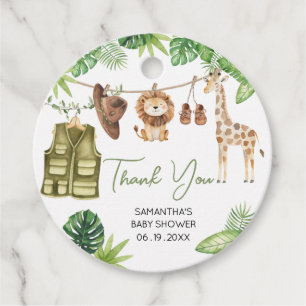 Tropical Safari Jungle Animals Baby Shower Round Gåvor Etiketter