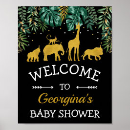 Tropical Safari Jungle Animals Baby Shower Välkomm Poster