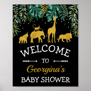 Tropical Safari Jungle Animals Baby Shower Välkomm Poster