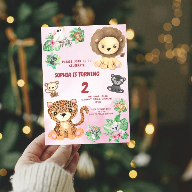 Tropical Safari Jungle Animals Barns födelsedag Inbjudningar (Skapare uppladdad)