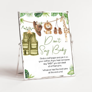 Tropical Safari Jungle Animals Säg inte Baby Poster