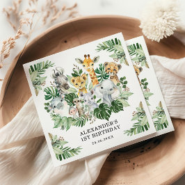 Tropical Safari Jungle Animals Vild En födelsedag Pappersservett