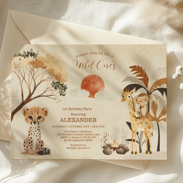 Tropical Safari Vild ett ungle Animals Birthday Inbjudningar (Skapare uppladdad)