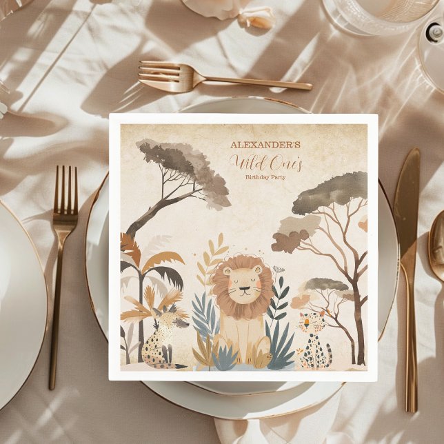 Tropical Safari Vild ett ungle Animals Birthday Pappersservett (Skapare uppladdad)