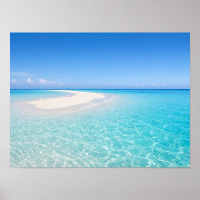 Tropical Sandbar Turquoise Ocean Poster (Framsidan)