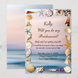 Tropical Sandy Beach and Seashells Bridesmaid Inbjudningar