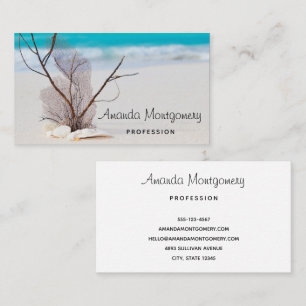 Tropical Sandy Beach med White Seashells Visitkort