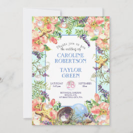 Tropical Sandy Beach Ro Seashell Pearl Bröllop Inbjudningar