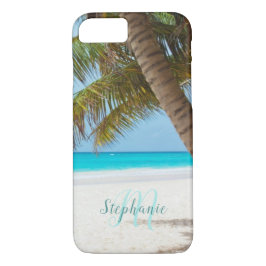 Tropical Sandy Beach Turquise Monogram Handflatan 