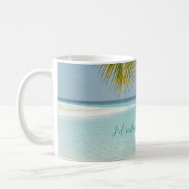 Tropical Sandy Beach Turquise Typography Handflata Kaffemugg