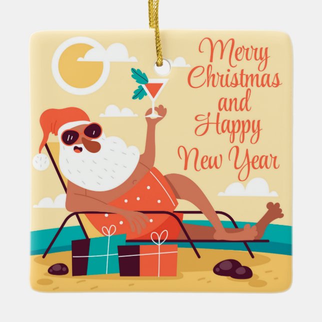 Tropical Santa Ceramic Ornament (Framsida)