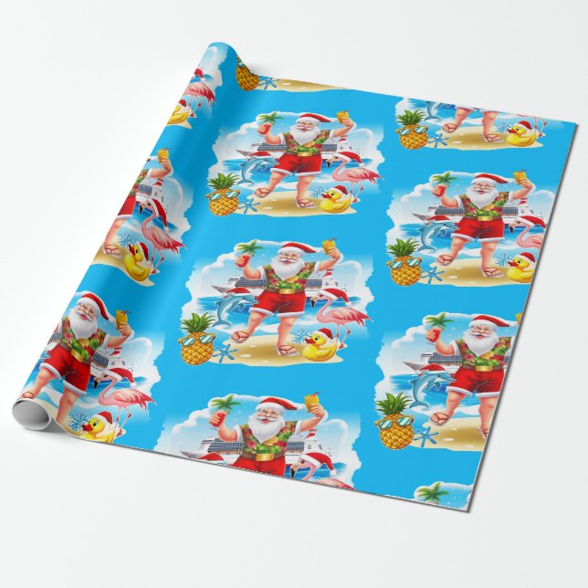 Tropical Santa Cruise Rubber Anka Presentpapper (Utrullad)