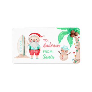 Tropical Santa Gift Märkre Sticker Adressetikett