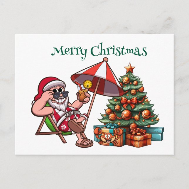 Tropical Santa God Jul  Vykort (Framsida)