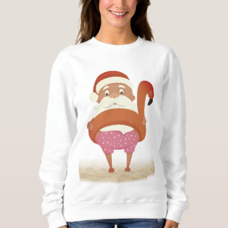 Tropical Santa Graphic Women's Basic Sweatshirt T Shirt