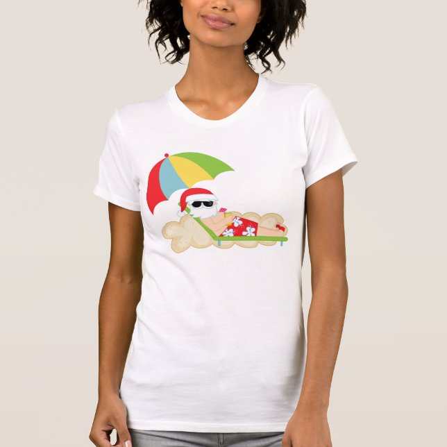 Tropical Santa on Beach T-shirt (Framsida)