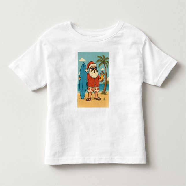 Tropical Santa Vibes T-Shirt | Cool Summer Christm (Framsida)