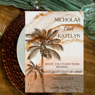 Tropical Seaside Chic Wedding  Inbjudningar