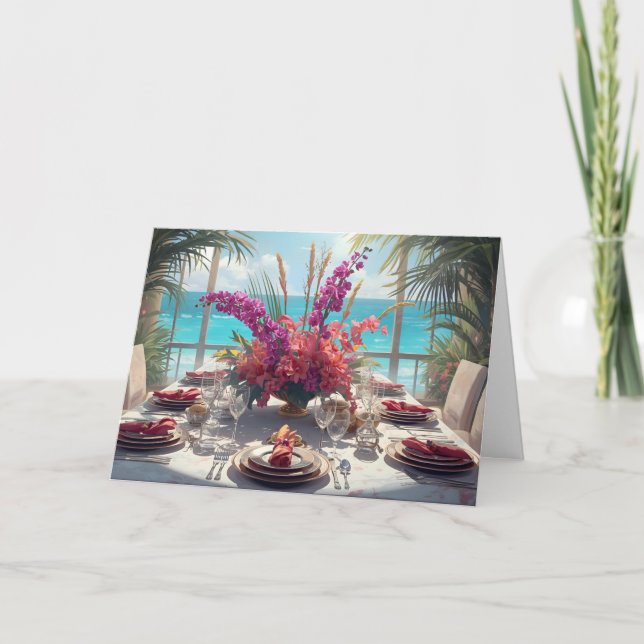 🌺 Tropical Seaside Thanksgiving – Elegant Card Kort (Framsida)