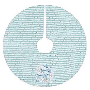 Tropical SEAson's Greetings, Aqua Rand & Dots Julgransmatta Borstad Polyester