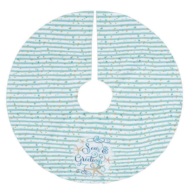 Tropical SEAson's Greetings, Aqua Rand & Dots Julgransmatta Borstad Polyester (Framsidan)