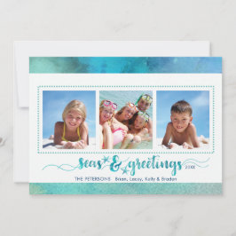 Tropical SEAson's Greetings, Handwrite Option Back Julkort