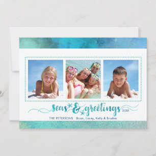 Tropical SEAson's Greetings, Handwrite Option Back Julkort