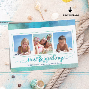 Tropical SEAson's Greetings Three Photos Julkort