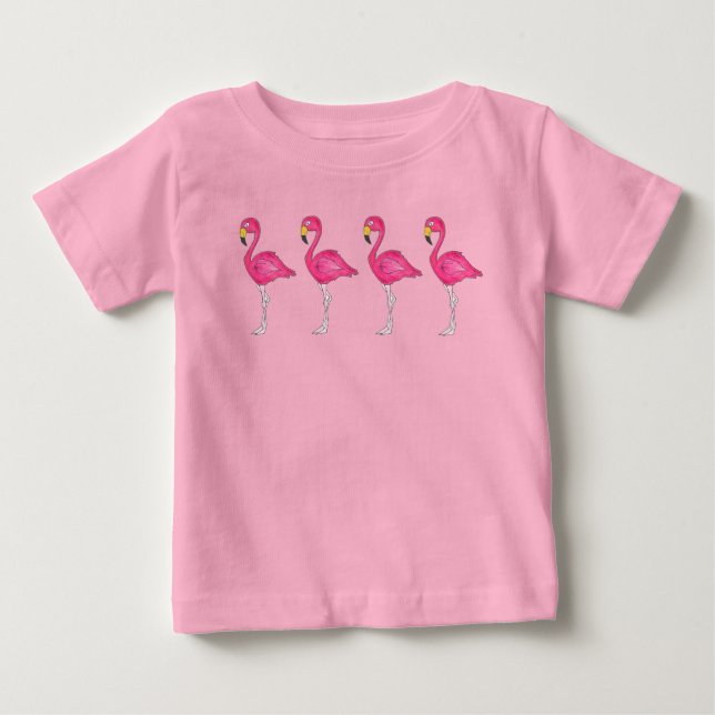 Tropical Shock rosa Flamingo Island Bird Paradise Tee Shirt (Framsida)