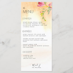 Tropical Shock rosa Freesia Watercolor Menu Meny