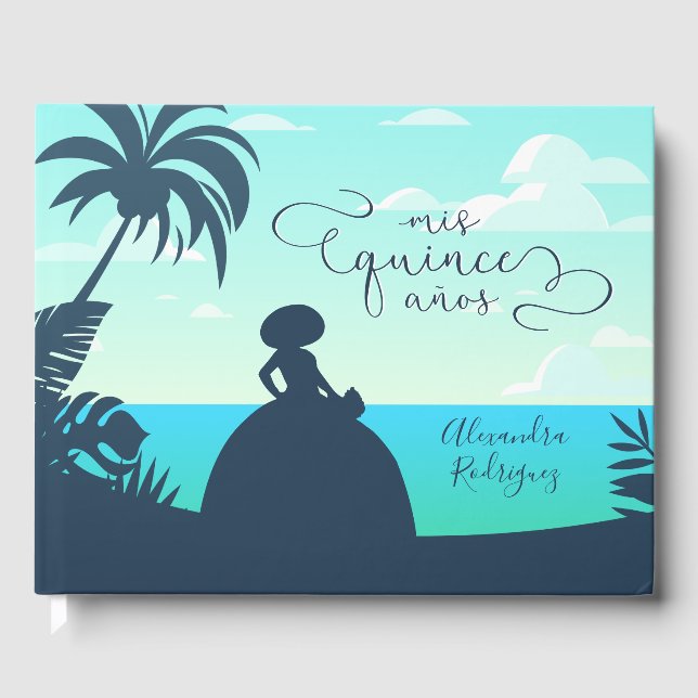 Tropical Silhouette Charro Quinceanera Gästböcker (Framsida)