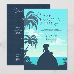 Tropical Silhouette Charro Quinceanera Inbjudningar
