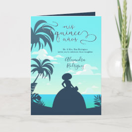 Tropical Silhouette Charro Quinceanera Photo Inbjudan