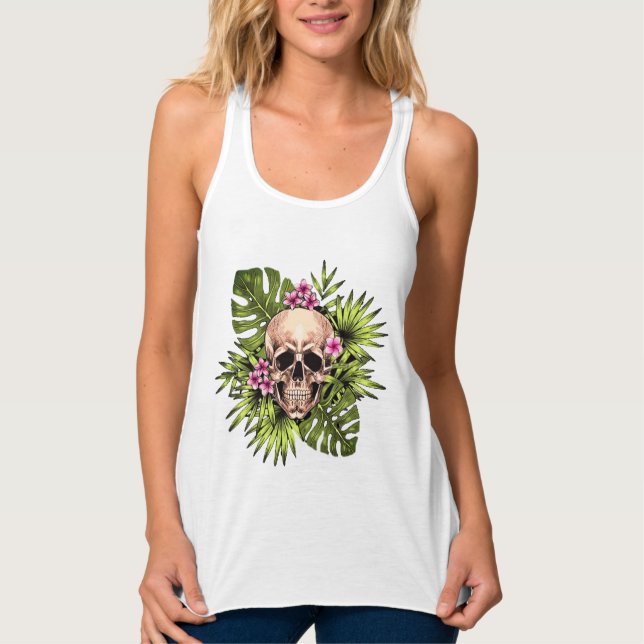 Tropical Skeleton Tank Top Linne Med Racerback (Framsida)