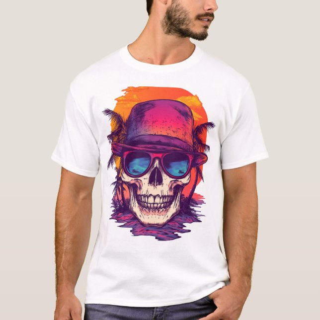 Tropical Skull Vibe T Shirt (Framsida)