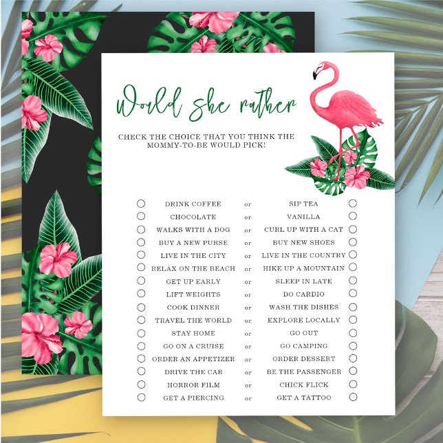 Tropical - Skulle hon hellre - baby shower spel (Skapare uppladdad)