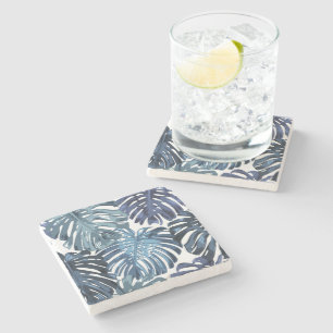 Tropical Soft Blue White Beachy Löv Stenunderlägg