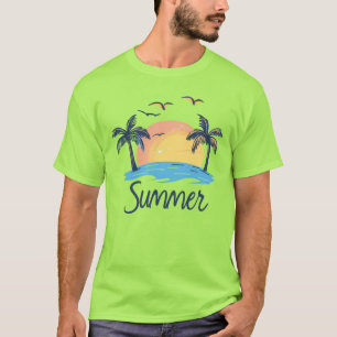 Tropical sommar solnedgång palmträd T-shirt – Herr