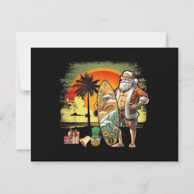 Tropical sommar surfing tomte 6 pack jul julkort (Framsida)