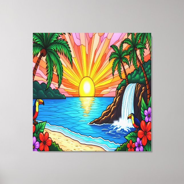Tropical Stained Glass Inspired Canvas (Framsida)