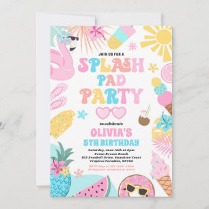 Tropical Stänk Pad Sommar Födelsedagsfest Inbjudningar