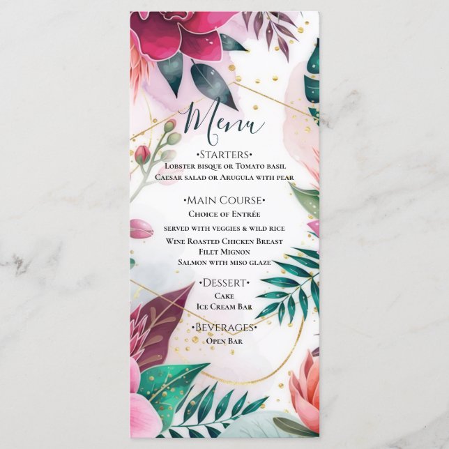 Tropical Stardust Garden Floral Paradise Wedding  Meny (Framsida)
