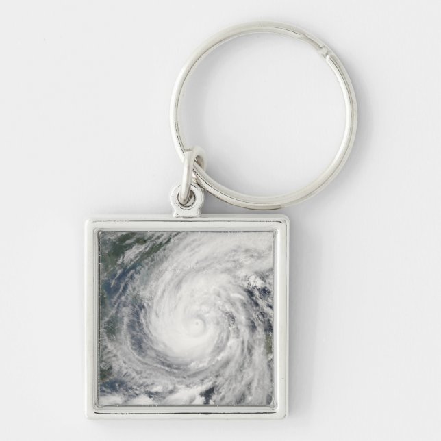 Tropical Storm Chanchu Fyrkantig Silverfärgad Nyckelring (Framsidan)