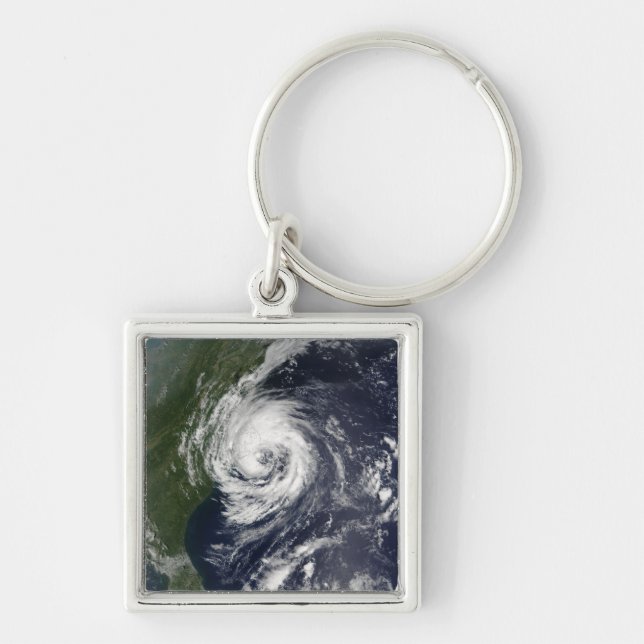 Tropical Storm Gustav Fyrkantig Silverfärgad Nyckelring (Framsidan)