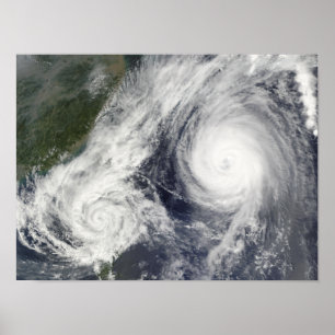 Tropical Storm Parma och Toppen Typhoon Melor Poster