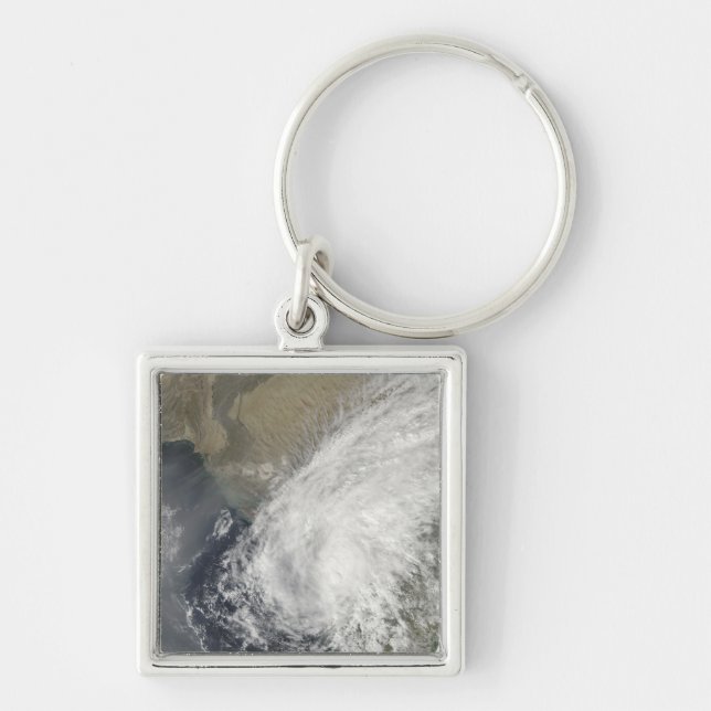 Tropical Storm Phyan Fyrkantig Silverfärgad Nyckelring (Framsidan)