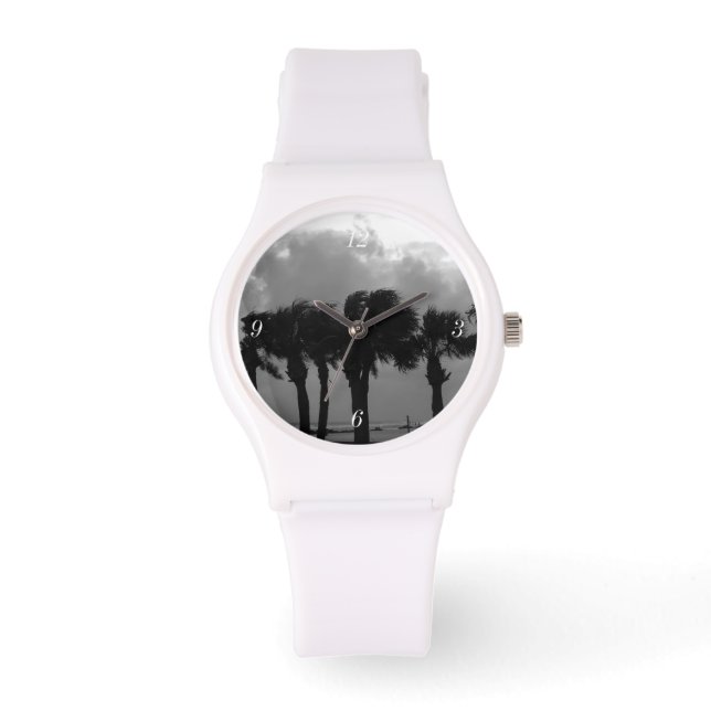 Tropical Stormy Himlar Grayscale Armbandsur (Framsida)