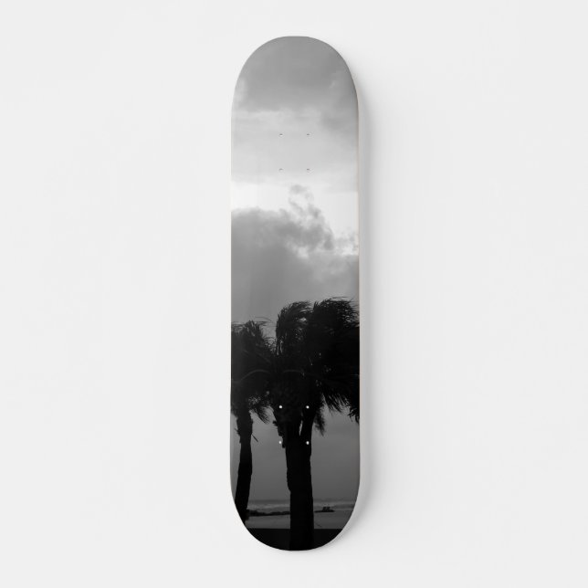 Tropical Stormy Himlar Grayscale Skateboard Bräda 20 Cm (Framsida)